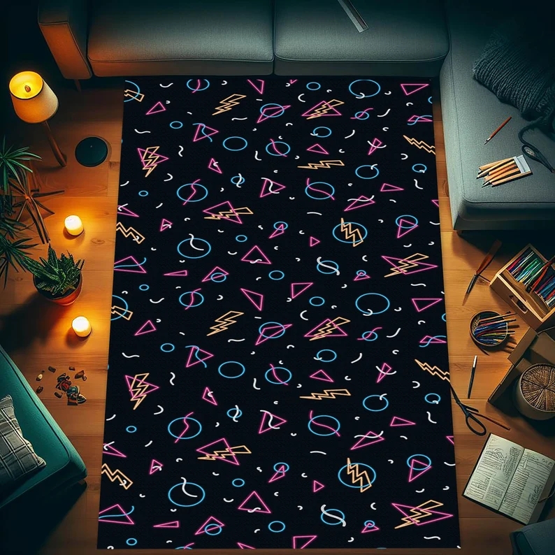 Retro Gaming Art - سجادة أرضية لغرفة ألعاب الفيديو بتصميم