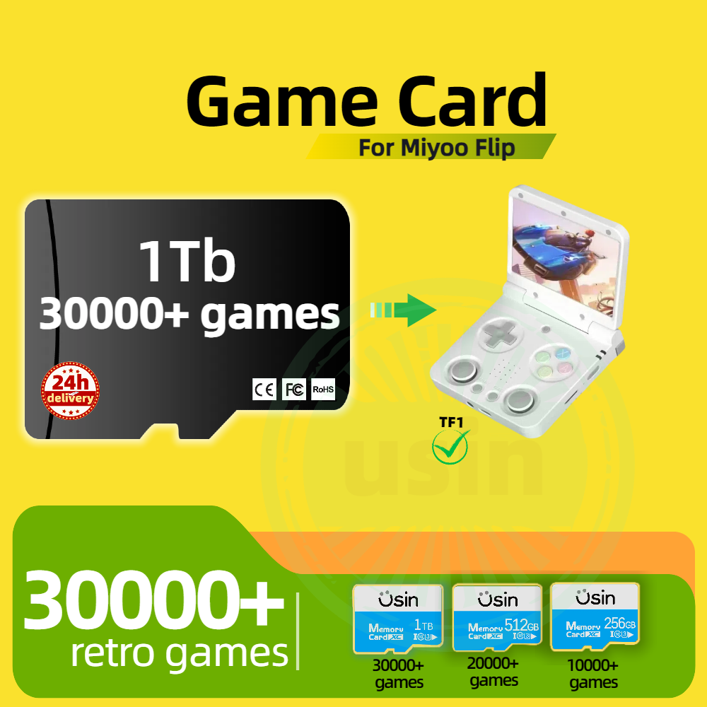 Retro Gaming Handheld Console - بطاقة الألعاب لـ Miyoo Flip 30000+