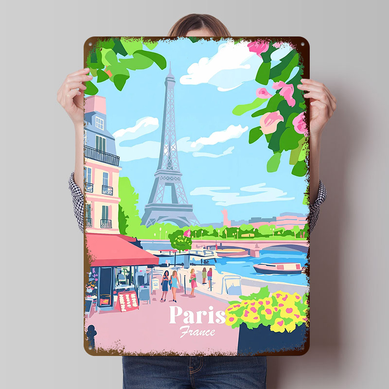 Retro Gaming Paris - لافتة معدنية عتيقة مخصصة بتصميم ملصق