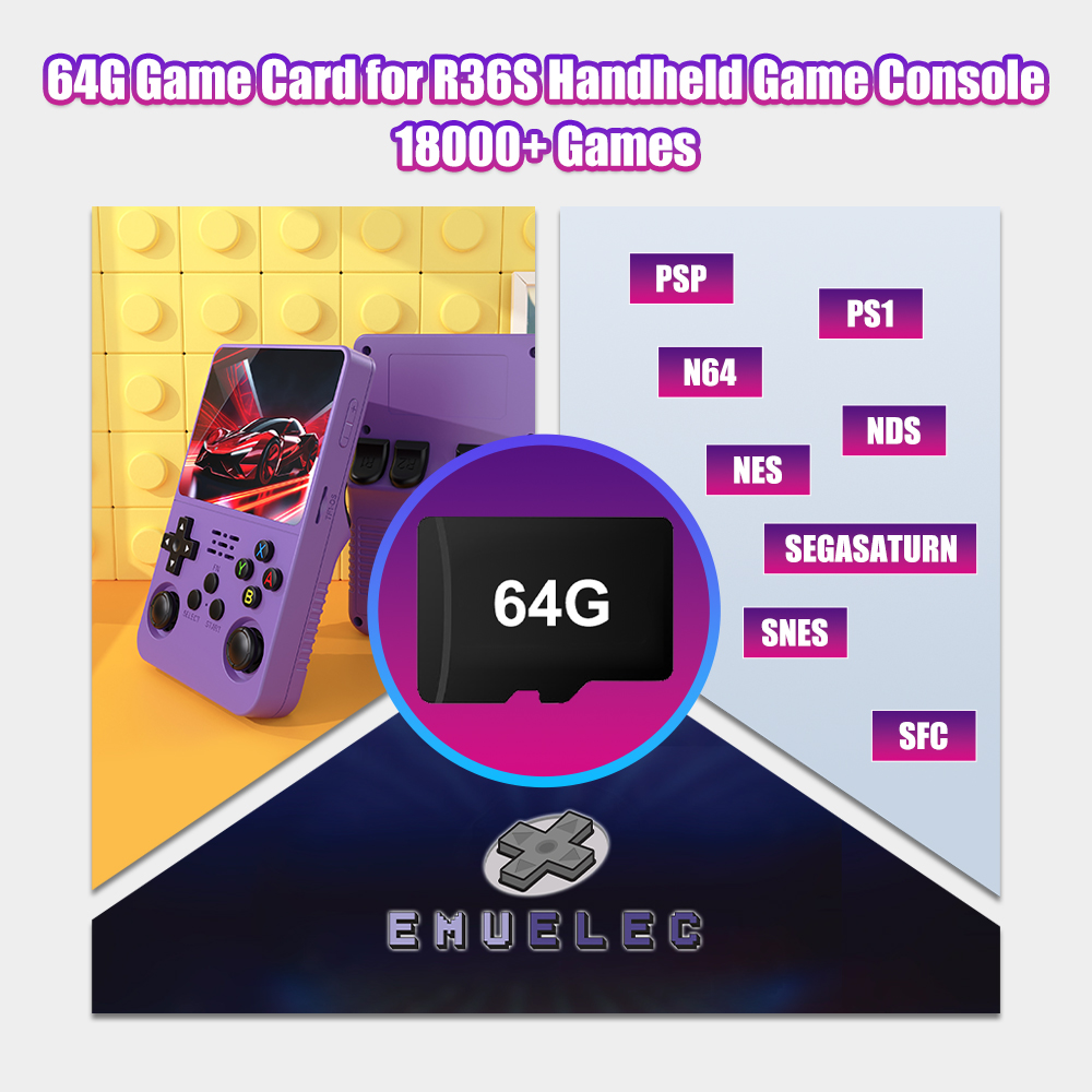 Retro Gaming Handheld Console - بطاقة لعبة TF 64G لوحدة تحكم