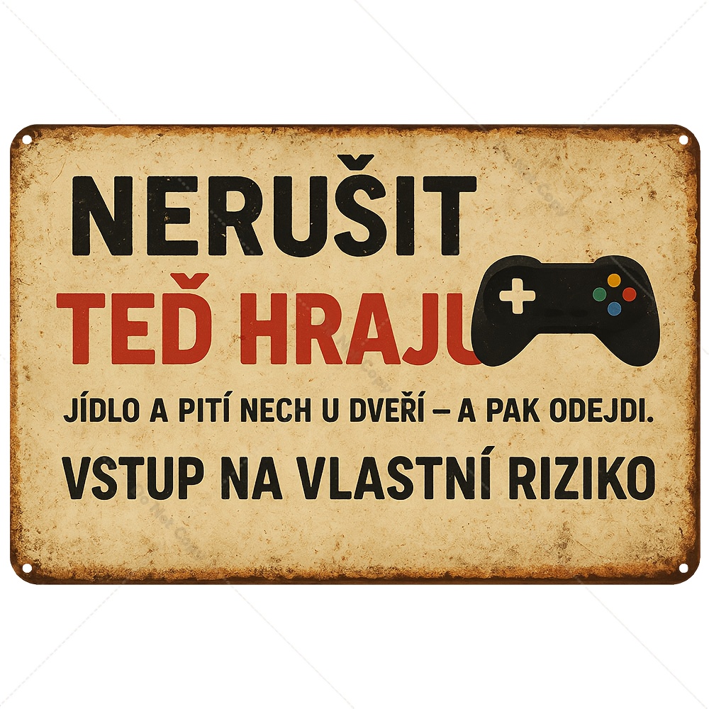 Retro Gaming Cafe - لافتة حديدية تشييكية/سلاوكية عتيقة بتصميم 