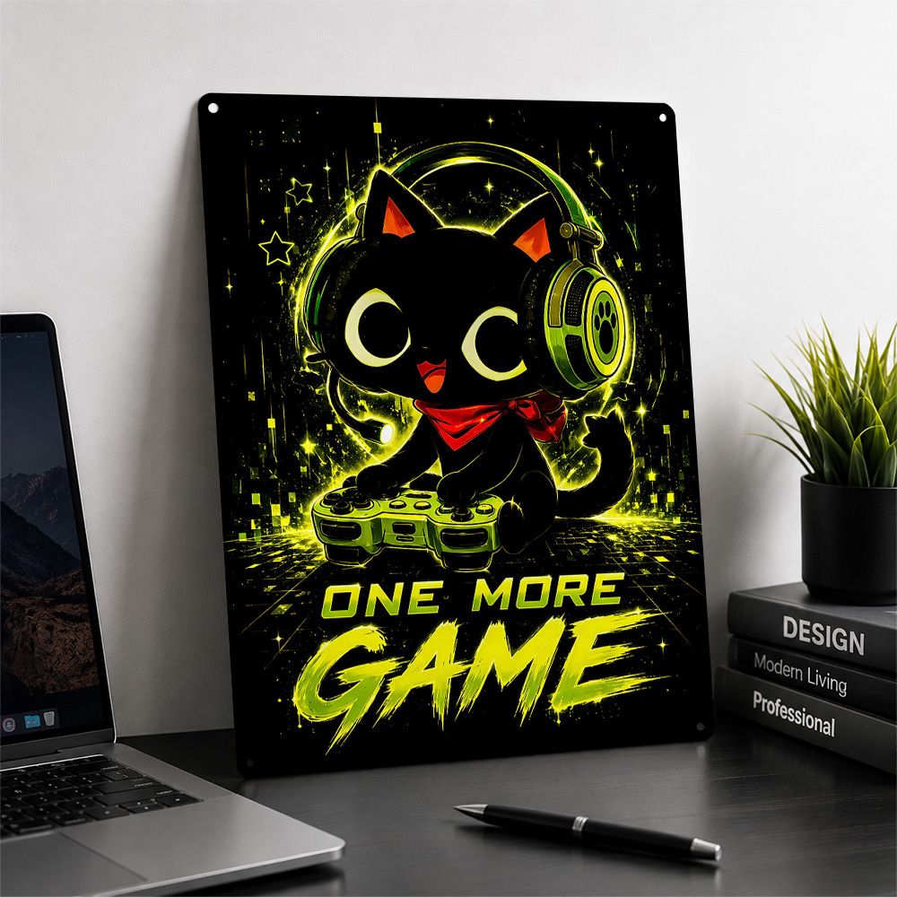 لوحة معدنية بتصميم قطة لطيفة ت - مراجعة Retro Gaming Cafe وسعره