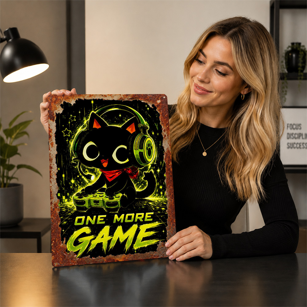 لوحة معدنية بتصميم قطة لطيفة ت - مراجعة Retro Gaming Cafe وسعره
