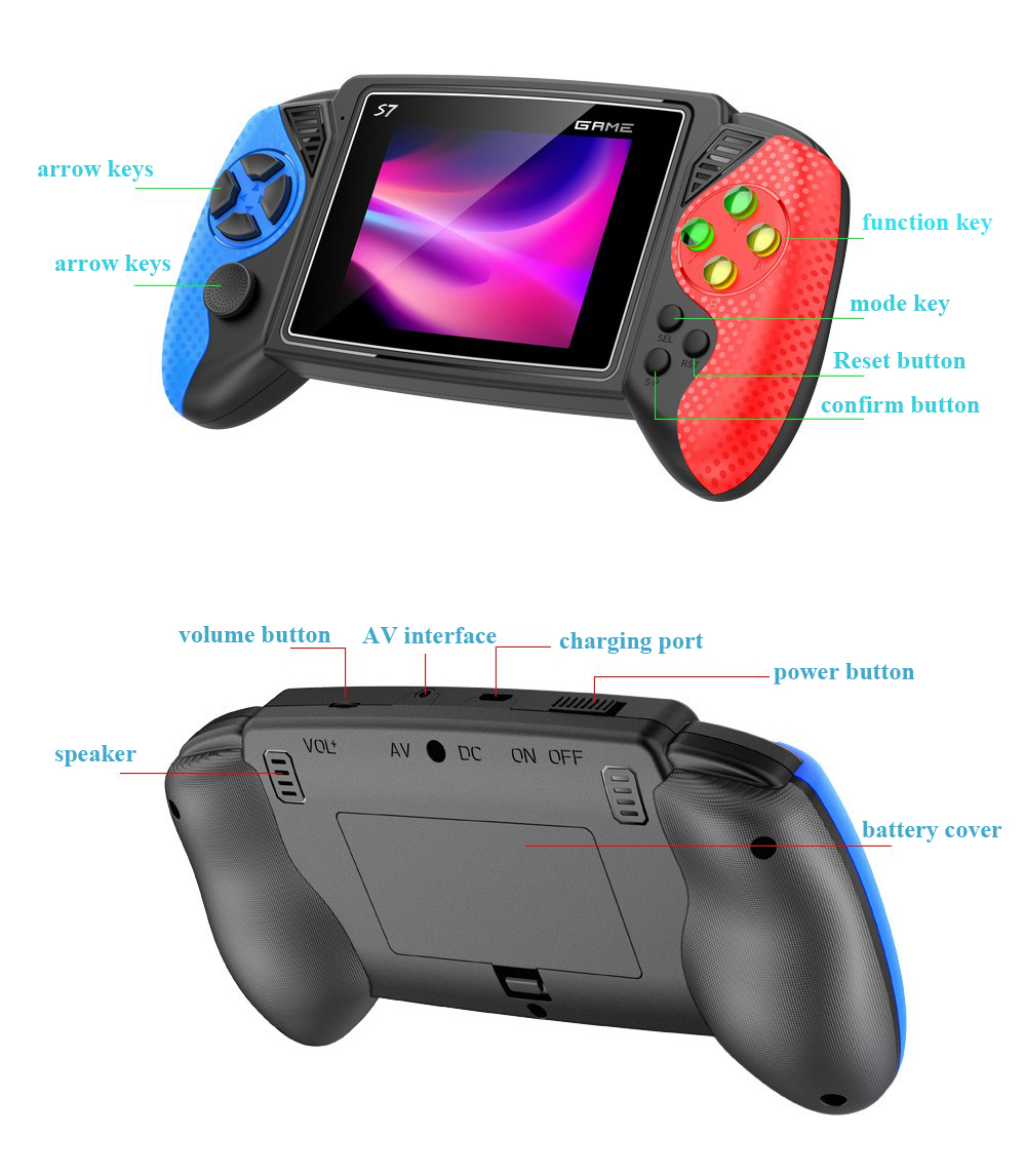 جهاز ألعاب محمول S7 ريترو بشاش - مراجعة Retro Gaming Handheld Console وسعره