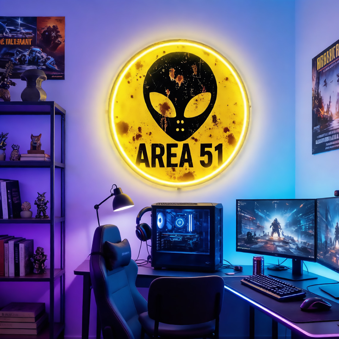 لافتة نيون عتيقة بتصميم منطقة  - مراجعة Retro Gaming Cafe وسعره