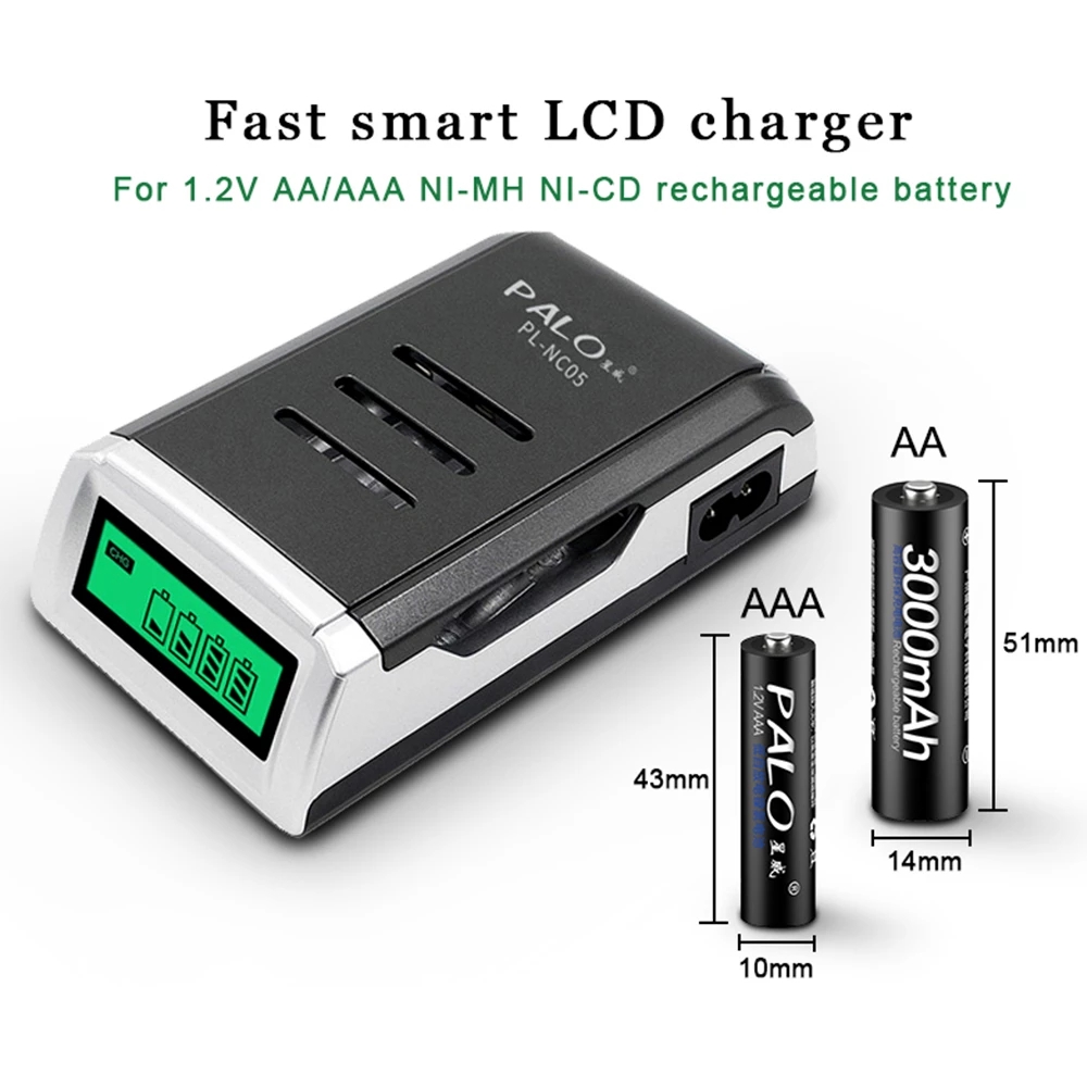شاحن بطاريات PALO ذكي بشاشة LC - مراجعة Rechargeable Battery Aa وسعره